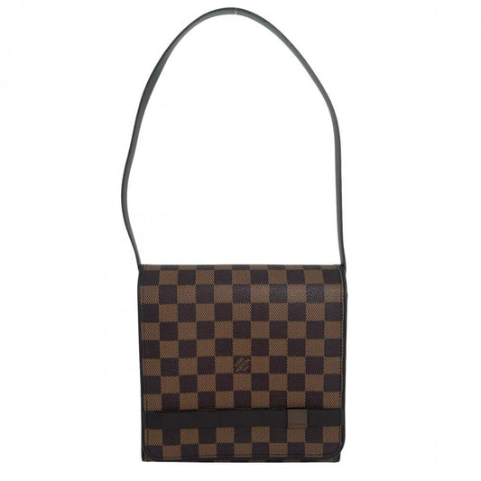 LOUIS VUITTON ルイヴィトン ハンドバッグ ダミエ・エベヌ トライベッカ･ミニ N51162 PVCコーティングキャンバス レザー ブラウン 茶 ゴールド金具 レディース【中古品】
