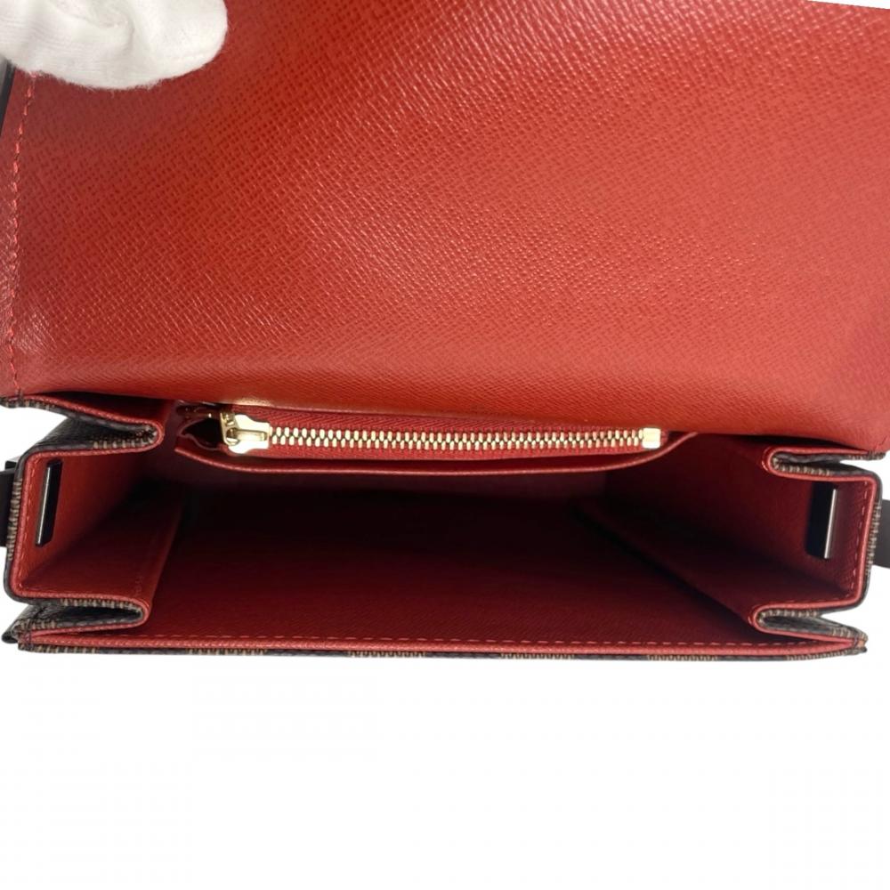 LOUIS VUITTON ルイヴィトン ハンドバッグ ダミエ・エベヌ トライベッカ･ミニ N51162 PVCコーティングキャンバス レザー ブラウン 茶 ゴールド金具 レディース【中古品】