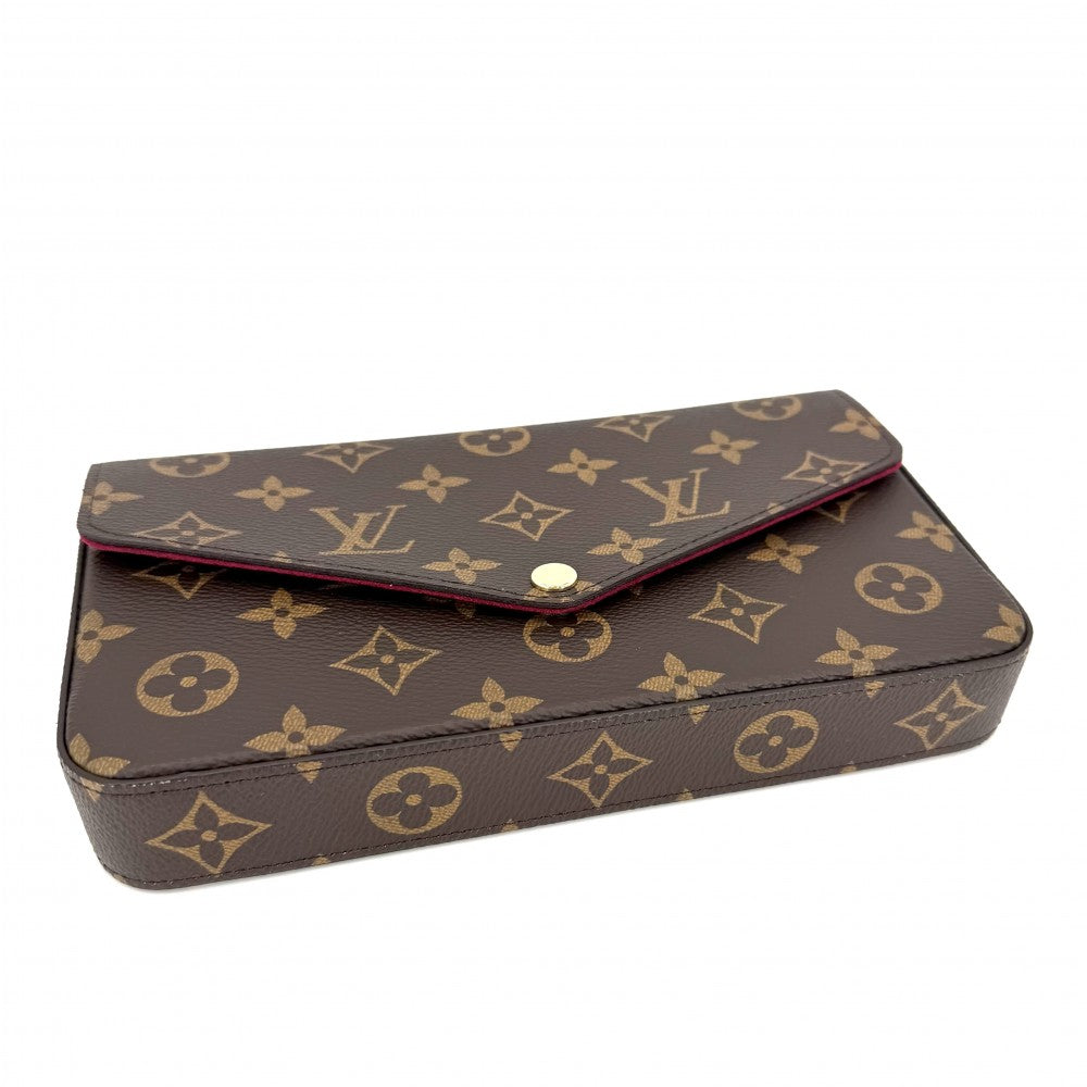 LOUIS VUITTON ルイヴィトン ショルダーバッグ チェーンウォレット 財布 ポシェット フェリシー ピンク M61276 モノグラムキャンバス ブラウン 茶 フューシャ ゴールド金具 レディース【中古品】