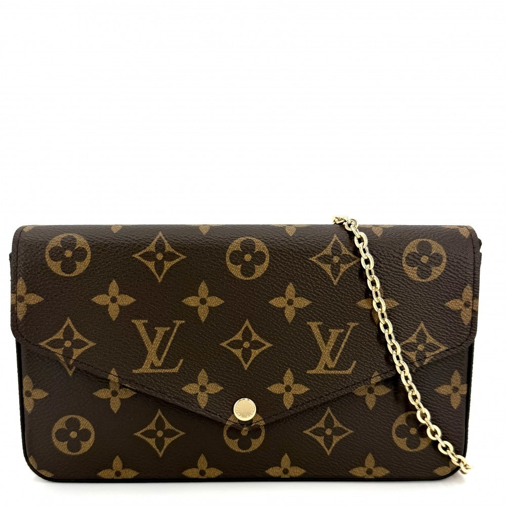 LOUIS VUITTON ルイヴィトン ショルダーバッグ チェーンウォレット 財布 ポシェット フェリシー ピンク M61276 モノグラムキャンバス ブラウン 茶 フューシャ ゴールド金具 レディース【中古品】