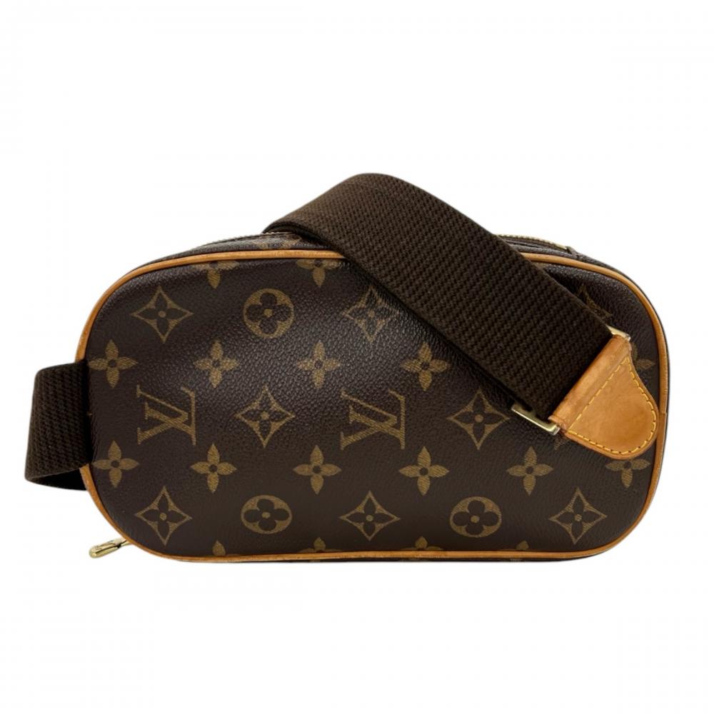 LOUIS VUITTON ルイヴィトン ボディバッグ ポシェット・ガンジュ ウエストポーチ ダブルファスナー M51870 モノグラムキャンバス ブラウン 茶 ゴールド金具 ユニセックス【中古品】