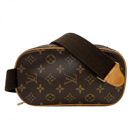 LOUIS VUITTON ルイヴィトン ボディバッグ ポシェット・ガンジュ ウエストポーチ ダブルファスナー M51870 モノグラムキャンバス ブラウン 茶 ゴールド金具 ユニセックス【中古品】