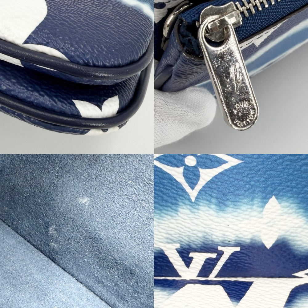 LOUIS VUITTON ルイヴィトン ショルダーバッグ モノグラムジャイアント LVエスカル ポシェット ドゥーブル ジップ M69124 ブルー 青 シルバー金具 メンズ【中古品】