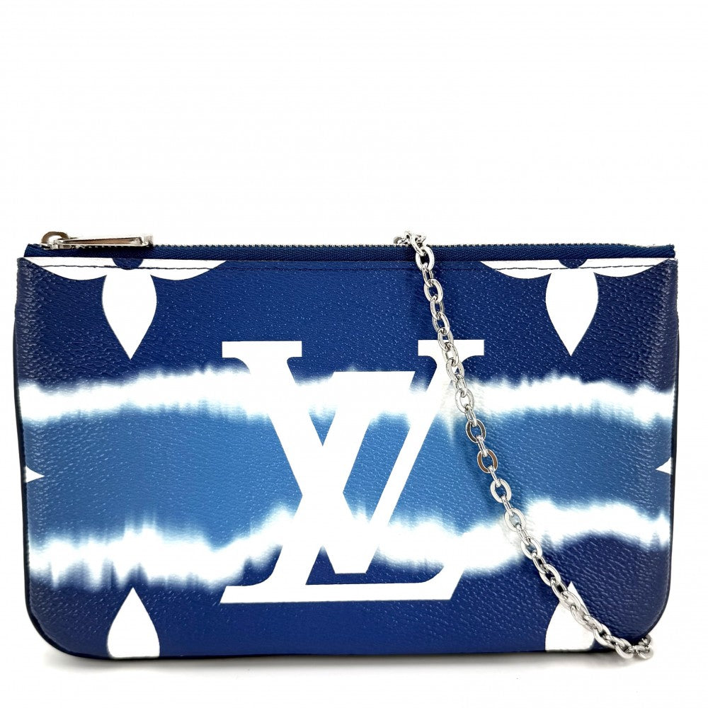 LOUIS VUITTON ルイヴィトン ショルダーバッグ モノグラムジャイアント LVエスカル ポシェット ドゥーブル ジップ M69124 ブルー 青 シルバー金具 メンズ【中古品】