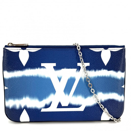 LOUIS VUITTON ルイヴィトン ショルダーバッグ モノグラムジャイアント LVエスカル ポシェット ドゥーブル ジップ M69124 ブルー 青 シルバー金具 メンズ【中古品】