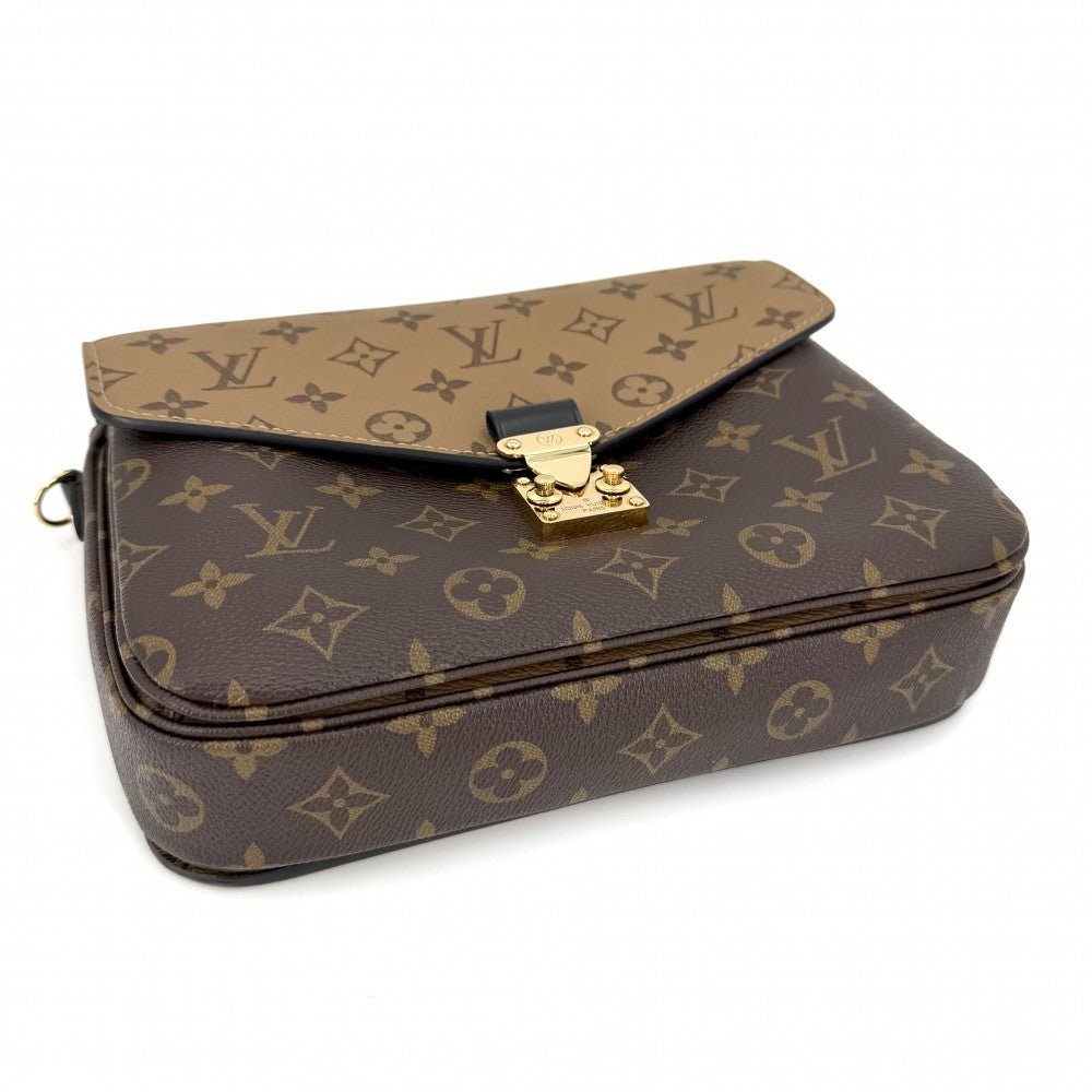 LOUIS VUITTON ルイヴィトン 2WAY モノグラムリバース ポシェットメティスMM ハンドバッグ ショルダーバッグ M44876 ブラウン 茶 ゴールド金具 レディース【中古品】