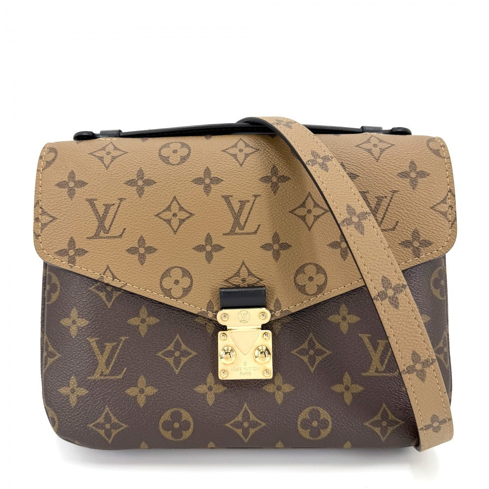 LOUIS VUITTON ルイヴィトン 2WAY モノグラムリバース ポシェットメティスMM ハンドバッグ ショルダーバッグ M44876 ブラウン 茶 ゴールド金具 レディース【中古品】