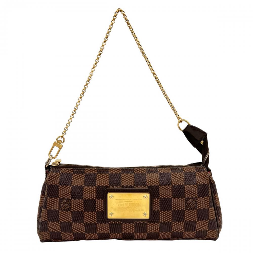 LOUIS VUITTON ルイヴィトン ハンドバッグ ダミエ・エベヌ エヴァ N55213 ダミエキャンバス レザー ブラウン 茶 ゴールド金具 レディース【中古品】