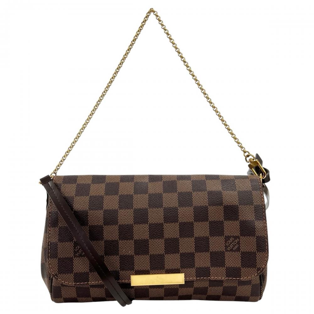 LOUIS VUITTON ルイヴィトン ショルダーバッグ ダミエ・エベヌ フェイボリットMM チェック柄 N41129 ブラウン 茶 レディース【中古品】