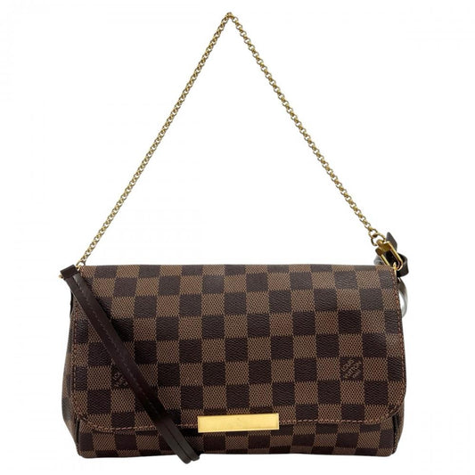 LOUIS VUITTON ルイヴィトン ショルダーバッグ ダミエ・エベヌ フェイボリットMM チェック柄 N41129 ブラウン 茶 レディース【中古品】