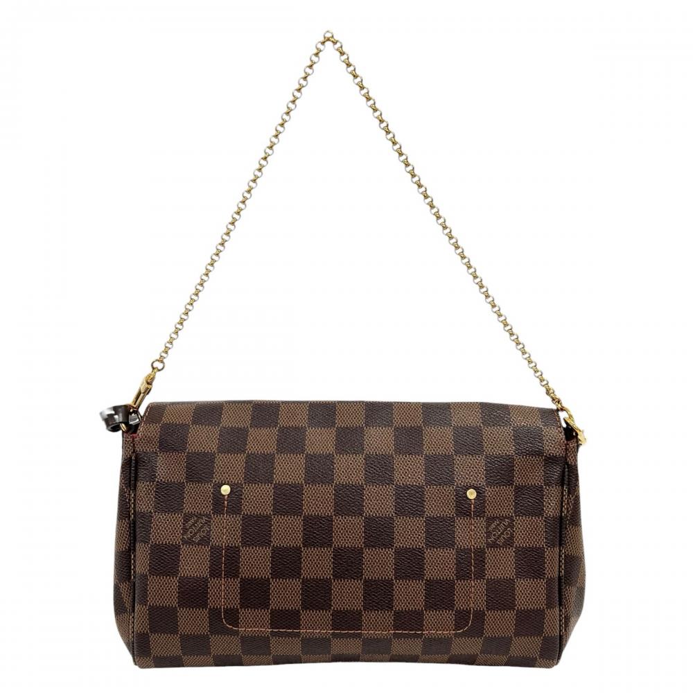LOUIS VUITTON ルイヴィトン ショルダーバッグ ダミエ・エベヌ フェイボリットMM チェック柄 N41129 ブラウン 茶 レディース【中古品】