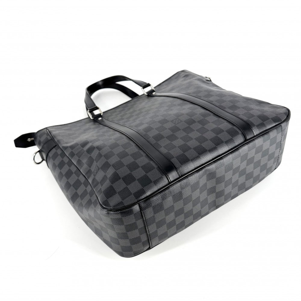 LOUIS VUITTON ルイヴィトン ビジネスバッグ タダオ ハンドバッグ ショルダーバッグ 2WAY ブリーフケース N51192 ダミエグラフィットキャンバス ブラック 黒 シルバー金具 メンズ【中古品】