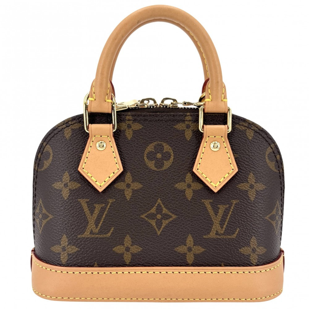 LOUIS VUITTON ルイヴィトン 2WAY モノグラム ナノ・アルマ ハンドバッグ ショルダーバッグ 小さめ ミニバッグ M82717 ブラウン 茶 ゴールド金具 レディース【中古品】