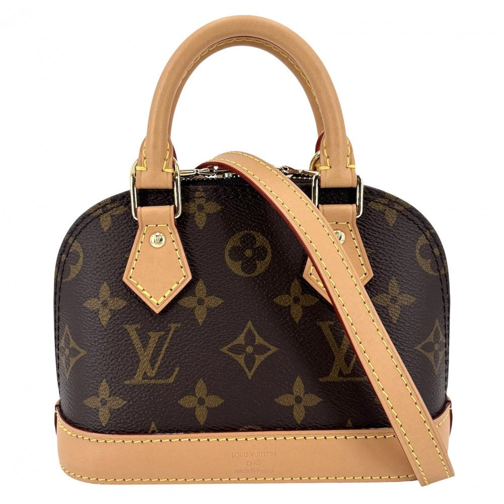 LOUIS VUITTON ルイヴィトン 2WAY モノグラム ナノ・アルマ ハンドバッグ ショルダーバッグ 小さめ ミニバッグ M82717 ブラウン 茶 ゴールド金具 レディース【中古品】
