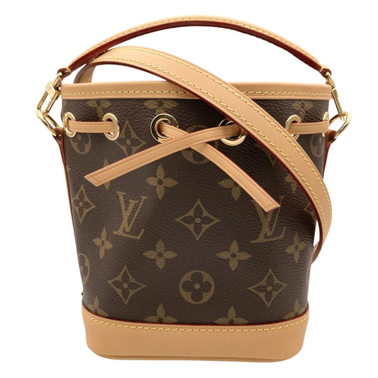 LOUIS VUITTON ルイヴィトン 2WAY ナノノエ ショルダーバッグ ハンドバッグ モノグラムキャンパス M81266 PVCコーティングキャンバス レザー ブラウン 茶 ゴールド金具 レディース【中古品】
