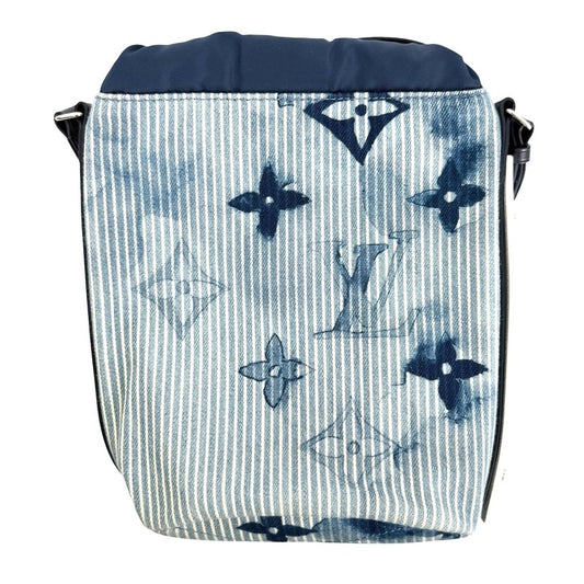 LOUIS VUITTON ルイヴィトン ショルダーバッグ モノグラムウォーターカラー サックマランメッセンジャー 鞄 かばん M57830 キャンバス レザー ブルー 青 シルバー金具 メンズ【中古品】