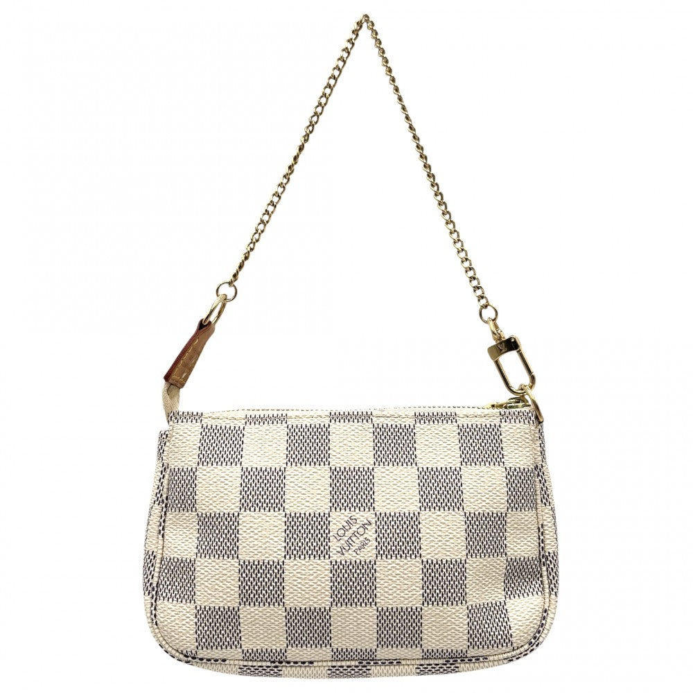 LOUIS VUITTON ルイヴィトン ハンドバッグ ダミエアズール ミニポシェットアクセソワール アクセサリーポーチ MiniPochette Accessoires かばん 鞄 N58010 ホワイト 白 ゴールド金具 レディース【中古品】
