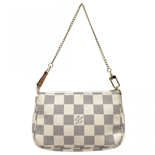 【開店SALE】 LOUIS VUITTON ルイヴィトン ハンドバッグ ダミエアズール ミニポシェットアクセソワール アクセサリーポーチ MiniPochette Accessoires かばん 鞄 N58010 ホワイト 白 ゴールド金具 レディース【中古品】