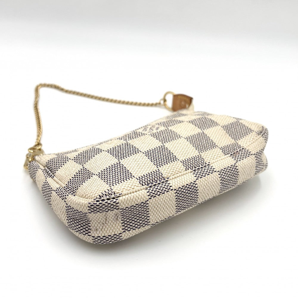 LOUIS VUITTON ルイヴィトン ハンドバッグ ダミエアズール ミニポシェットアクセソワール アクセサリーポーチ MiniPochette Accessoires かばん 鞄 N58010 ホワイト 白 ゴールド金具 レディース【中古品】