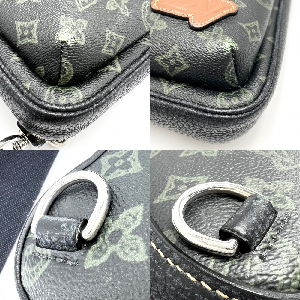 【開店SALE】 LOUIS VUITTON ルイヴィトン ショルダーバッグ モノグラムレコード アヴェニュー・スリングバッグ ボディバッグ かばん 鞄 M46344 ブラック 黒 グリーン 緑 シルバー金具 メンズ【中古品】