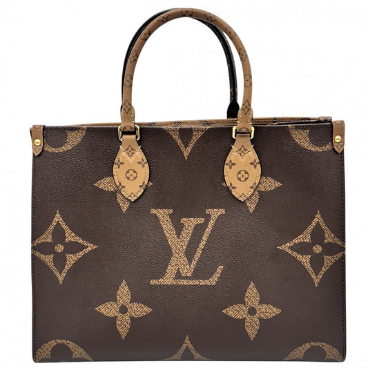 LOUIS VUITTON ルイヴィトン 2WAY オンザゴーMM ハンドバッグ トートバッグ かばん 鞄 M45321 モノグラムジャイアント モノグラム・リバース ブラウン 茶 ゴールド金具 レディース【中古品】
