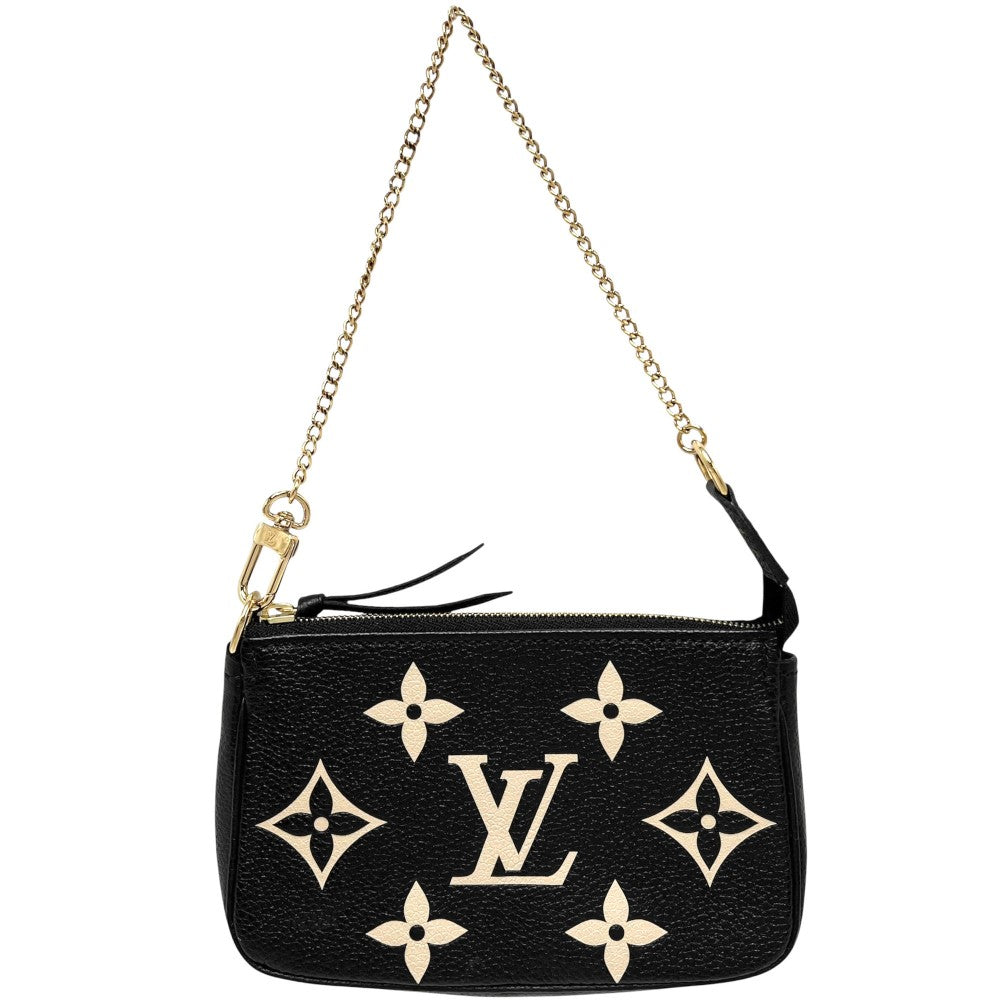 【開店SALE】 LOUIS VUITTON ルイヴィトン ハンドバッグ ミニ ポシェット アクセソワール バイカラー アクセサリーポーチ M80732 モノグラムアンプラント ブラック 黒 ゴールド金具 レディース【中古品】