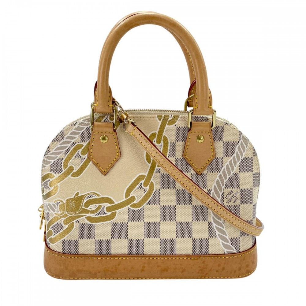 LOUIS VUITTON ルイヴィトン 2WAY ノーティカルコレクション アルマBB ハンドバッグ ショルダーバッグ N40472 ダミエアズールキャンバス ホワイト 白 ベージュ ゴールド金具 レディース【中古品】