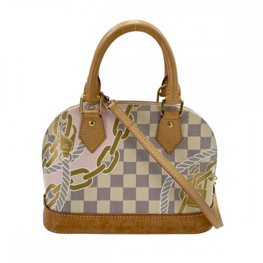 LOUIS VUITTON ルイヴィトン 2WAY ノーティカルコレクション アルマBB ハンドバッグ ショルダーバッグ N40472 ダミエアズールキャンバス ホワイト 白 ベージュ ゴールド金具 レディース【中古品】