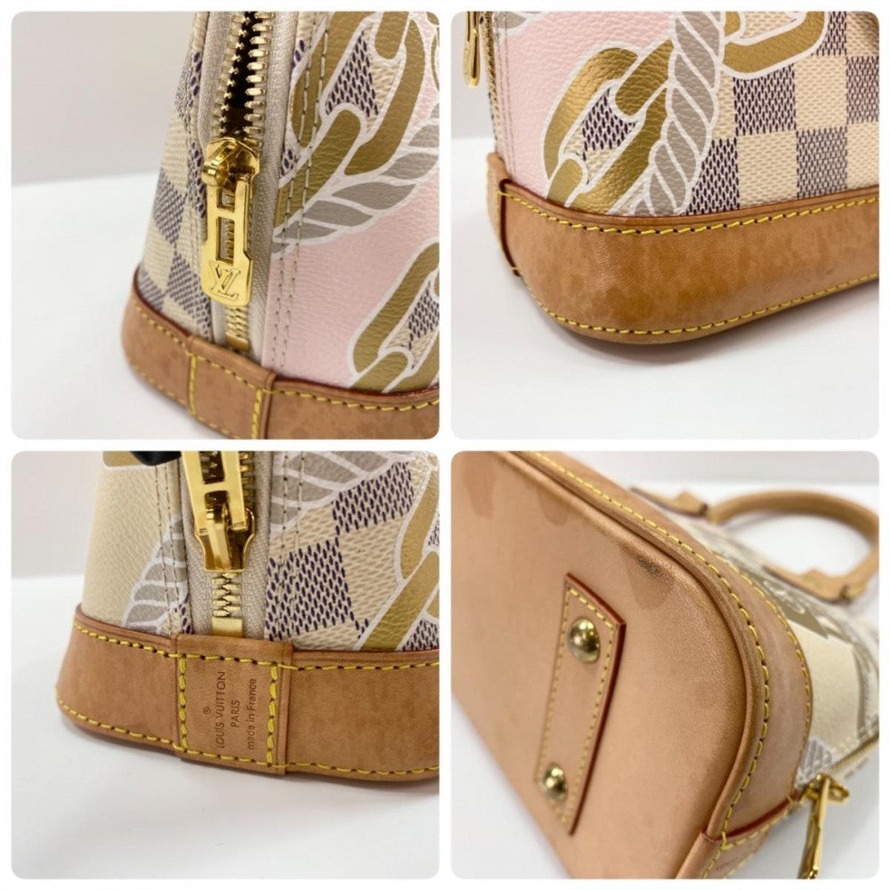 LOUIS VUITTON ルイヴィトン 2WAY ノーティカルコレクション アルマBB ハンドバッグ ショルダーバッグ N40472 ダミエアズールキャンバス ホワイト 白 ベージュ ゴールド金具 レディース【中古品】