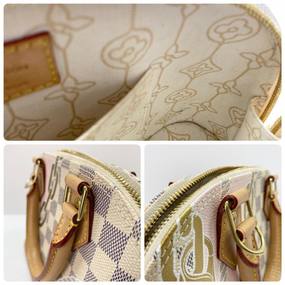 LOUIS VUITTON ルイヴィトン 2WAY ノーティカルコレクション アルマBB ハンドバッグ ショルダーバッグ N40472 ダミエアズールキャンバス ホワイト 白 ベージュ ゴールド金具 レディース【中古品】