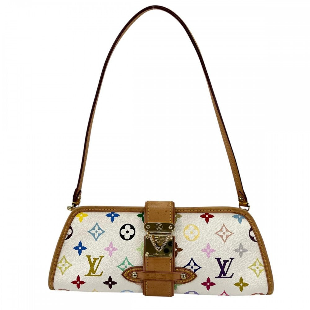 LOUIS VUITTON ルイヴィトン 2WAY モノブラムマルチカラー シャーリー ショルダーバック クラッチバック M40049 ホワイト 白 ゴールド金具 レディース【中古品】
