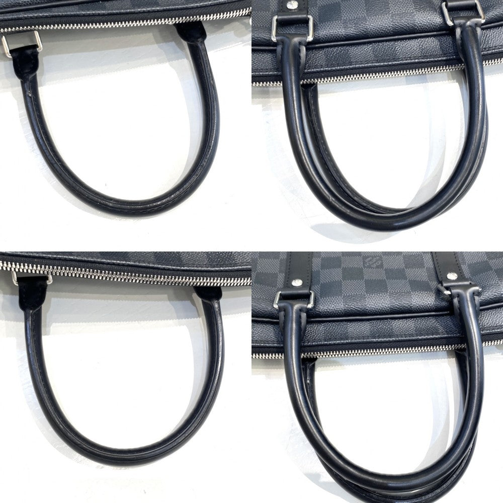 LOUIS VUITTON ルイヴィトン ハンドバッグ トラベルステッカー N41053 ダミエキャンバス ブラック 黒 シルバー金具 メンズ【中古品】