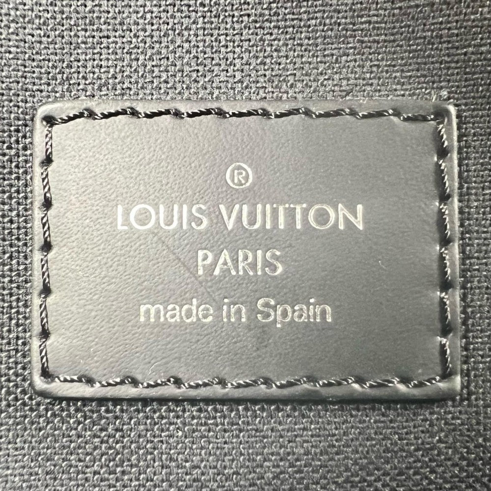 LOUIS VUITTON ルイヴィトン ハンドバッグ トラベルステッカー N41053 ダミエキャンバス ブラック 黒 シルバー金具 メンズ【中古品】