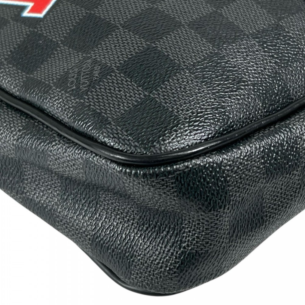 LOUIS VUITTON ルイヴィトン ハンドバッグ トラベルステッカー N41053 ダミエキャンバス ブラック 黒 シルバー金具 メンズ【中古品】