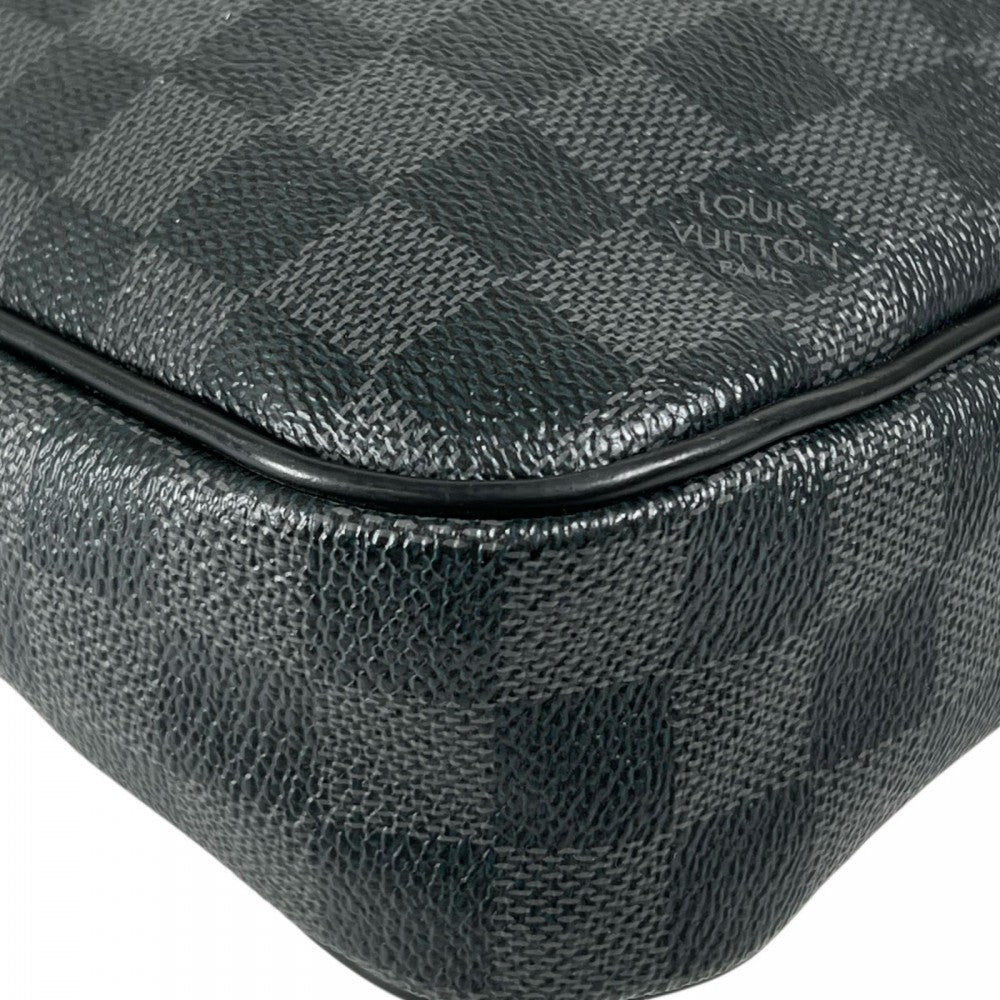 LOUIS VUITTON ルイヴィトン ハンドバッグ トラベルステッカー N41053 ダミエキャンバス ブラック 黒 シルバー金具 メンズ【中古品】