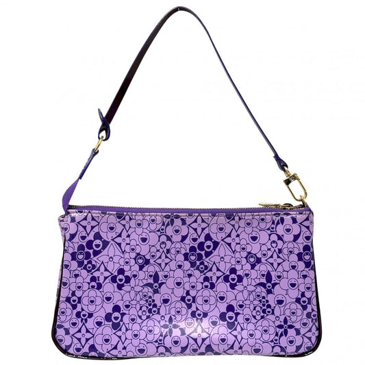LOUIS VUITTON ルイヴィトン ハンドバッグ 村上隆コラボ ポシェット･コスミックブラッサム アクセサリーポーチ 小さめ モノグラム M93168 PVC パープル 紫
 ゴールド金具 レディース【中古品】