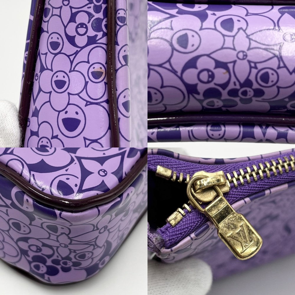 LOUIS VUITTON ルイヴィトン ハンドバッグ 村上隆コラボ ポシェット･コスミックブラッサム アクセサリーポーチ 小さめ モノグラム M93168 PVC パープル 紫
 ゴールド金具 レディース【中古品】
