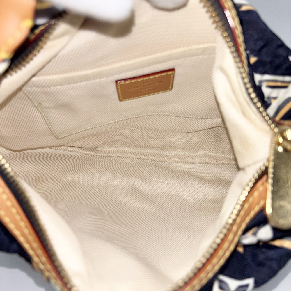 【開店SALE】 LOUIS VUITTON ルイヴィトン ハンドバッグ モノグラム ビュルPM クルーズライン ロープ M40238 ナイロン レザー ネイビー 紺 ゴールド金具 レディース【中古品】