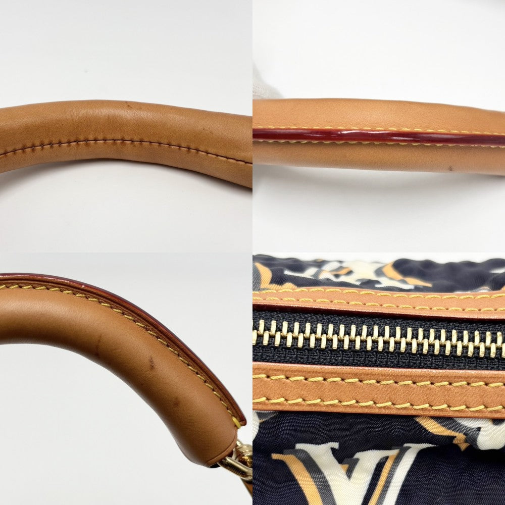 【開店SALE】 LOUIS VUITTON ルイヴィトン ハンドバッグ モノグラム ビュルPM クルーズライン ロープ M40238 ナイロン レザー ネイビー 紺 ゴールド金具 レディース【中古品】