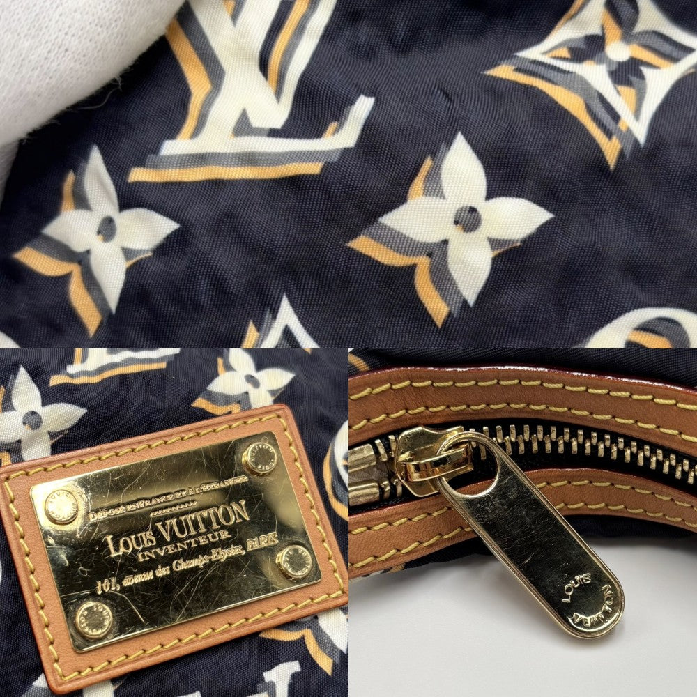 【開店SALE】 LOUIS VUITTON ルイヴィトン ハンドバッグ モノグラム ビュルPM クルーズライン ロープ M40238 ナイロン レザー ネイビー 紺 ゴールド金具 レディース【中古品】