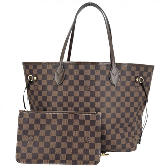 【開店SALE】 LOUIS VUITTON ルイヴィトン トートバッグ ネヴァーフルMM ハンドバッグ N40599 ダミエキャンバス ブラウン 茶 ゴールド金具 レディース【中古品】
