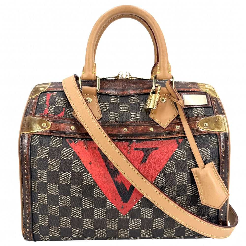 LOUIS VUITTON ルイヴィトン 2WAY トランスフォームド ダミエ スピーディバンドリエール25 ハンドバッグ ショルダーバッグ M52249 ダミエキャンバス ブラウン 茶 ゴールド金具 レディース【中古品】