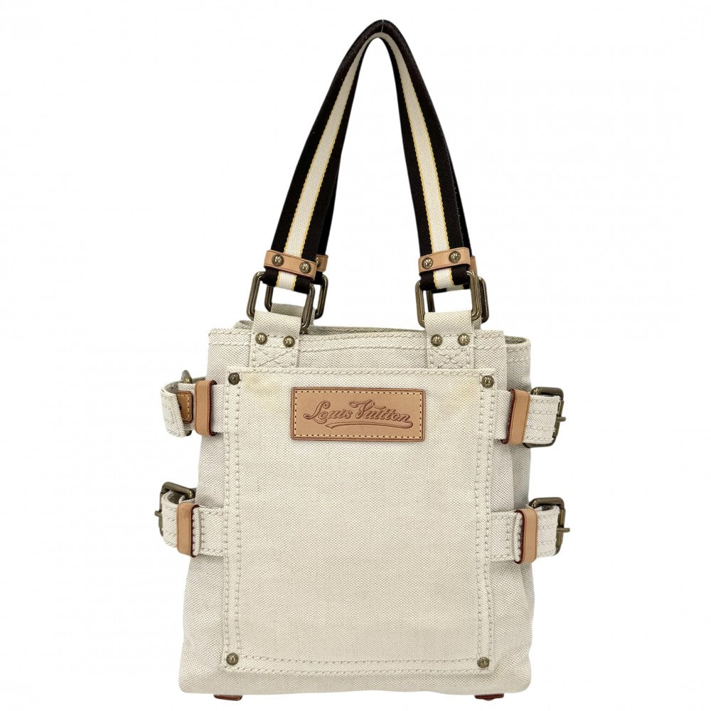 LOUIS VUITTON ルイヴィトン ハンドバッグ クルーズライン グローブショッパーPM トートバッグ M95117 キャンバス ブルー 青 ベージュ ゴールド金具 レディース【中古品】