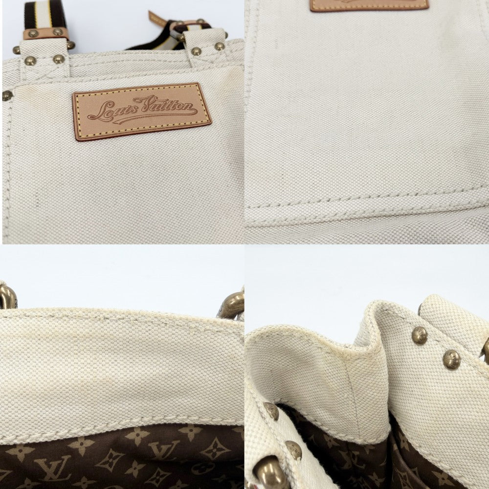 LOUIS VUITTON ルイヴィトン ハンドバッグ クルーズライン グローブショッパーPM トートバッグ M95117 キャンバス ブルー 青 ベージュ ゴールド金具 レディース【中古品】