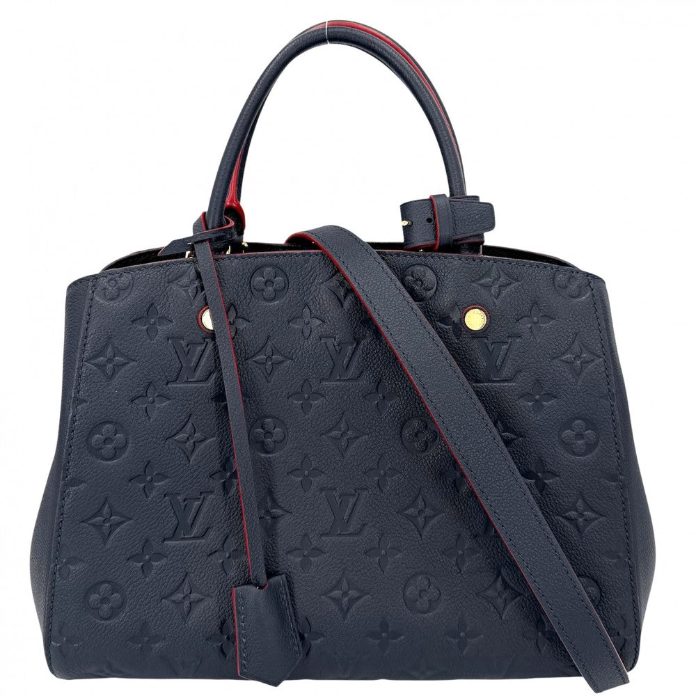 【開店SALE】 LOUIS VUITTON ルイヴィトン 2WAY モノグラムアンプラント モンテーニュMM ショルダーバッグ ハンドバッグ ネイビー 紺 M42746 マリーヌルージュ ゴールド金具 レディース【中古品】