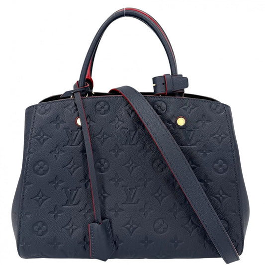 【開店SALE】 LOUIS VUITTON ルイヴィトン 2WAY モノグラムアンプラント モンテーニュMM ショルダーバッグ ハンドバッグ ネイビー 紺 M42746 マリーヌルージュ ゴールド金具 レディース【中古品】