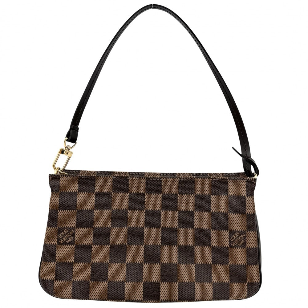 【開店SALE】 LOUIS VUITTON ルイヴィトン ハンドバッグ ナヴォナ アクセサリーポーチ N51983 ダミエキャンバス ブラウン 茶 ゴールド金具 レディース【中古品】