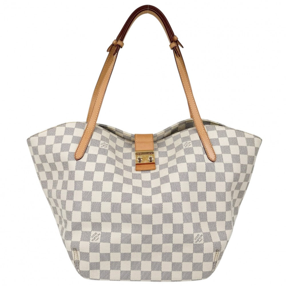 【開店SALE】 LOUIS VUITTON ルイヴィトン ハンドバッグ トートバッグ ダミエアズール サリナPM N41208 ホワイト 白 ゴールド金具 レディース【中古品】