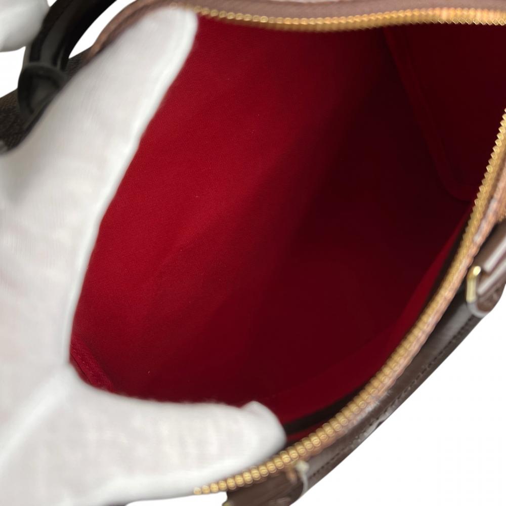 LOUIS VUITTON ルイヴィトン ハンドバッグ ダミエ・エベヌ スピーディ25 チェック柄 N41532 ダミエキャンバス レザー ブラウン 茶 ゴールド金具 レディース【中古品】