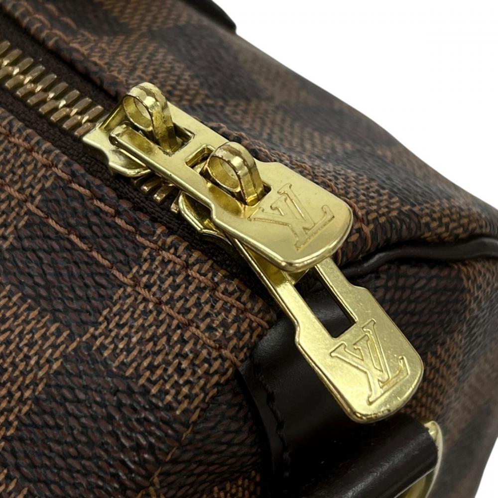 LOUIS VUITTON ルイヴィトン ハンドバッグ ダミエ・エベヌ スピーディ25 チェック柄 N41532 ダミエキャンバス レザー ブラウン 茶 ゴールド金具 レディース【中古品】